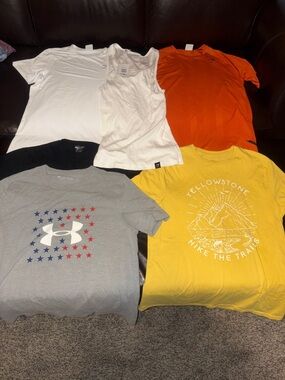 T-Shirt Bundle (3 GYMSHARK Pieces + GoodFellow (Yellow) + Spyder + Under Armour